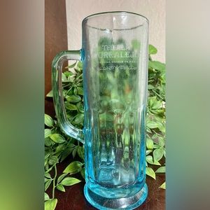 Beer Mug Stein Ice Blue Thick Heavy Glass Handle EL Tequila Grande Corralejo